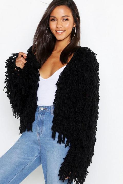 Cropped Shaggy Knit Cardigan from 