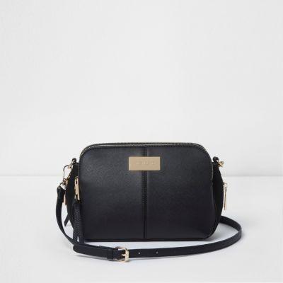 Black Triple Compartment Cross Body Bag