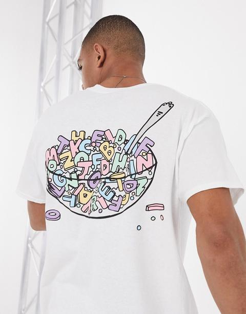 Camiseta Blanca Con Estampado De Cereales En La Espalda De New Love Club-blanco