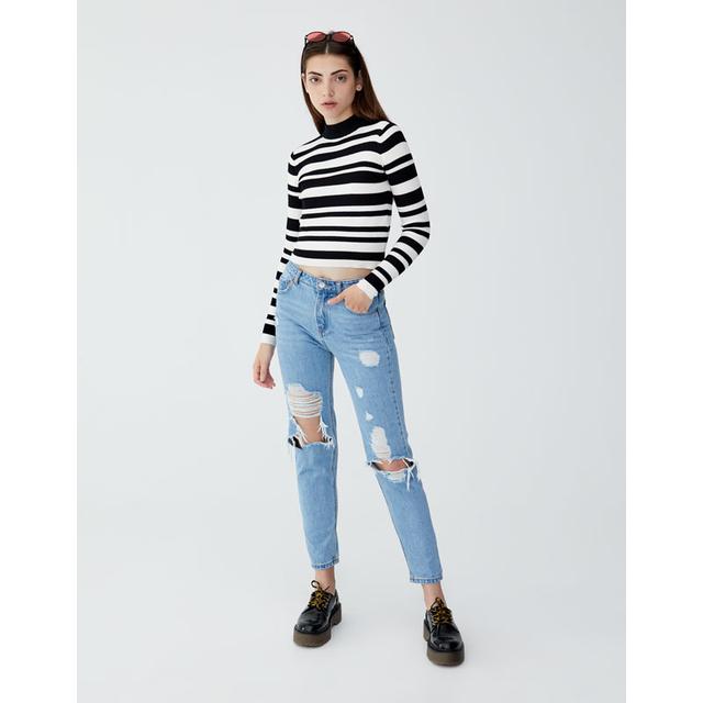 ripped mom fit jeans