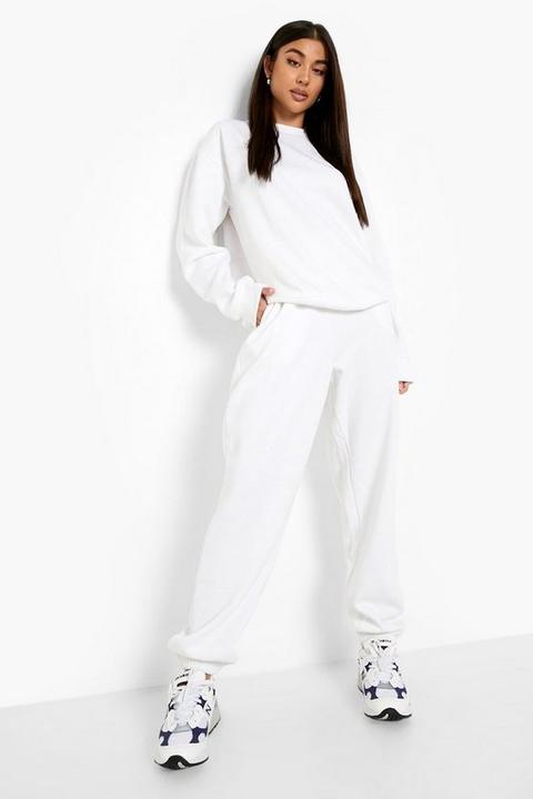 Womens Recycled Sweatshirt Joggers - White - L, White