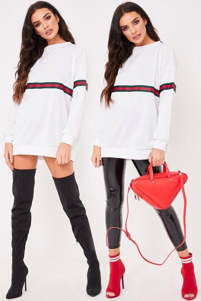 Jess White Stripe Oversized Jumper