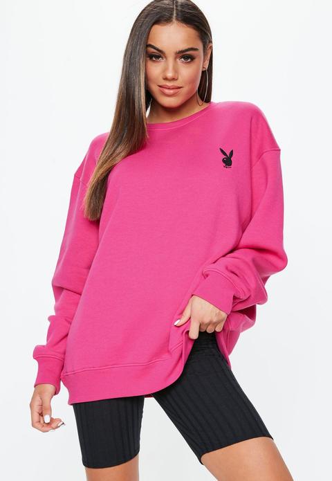 Playboy X Missguided Pink Oversized Sweatshirt, Pink