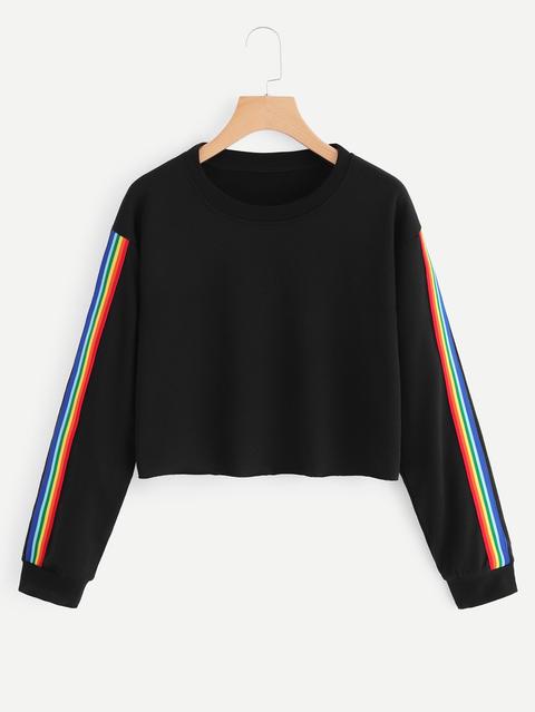 Colorful Striped Tape Side Sweatshirt