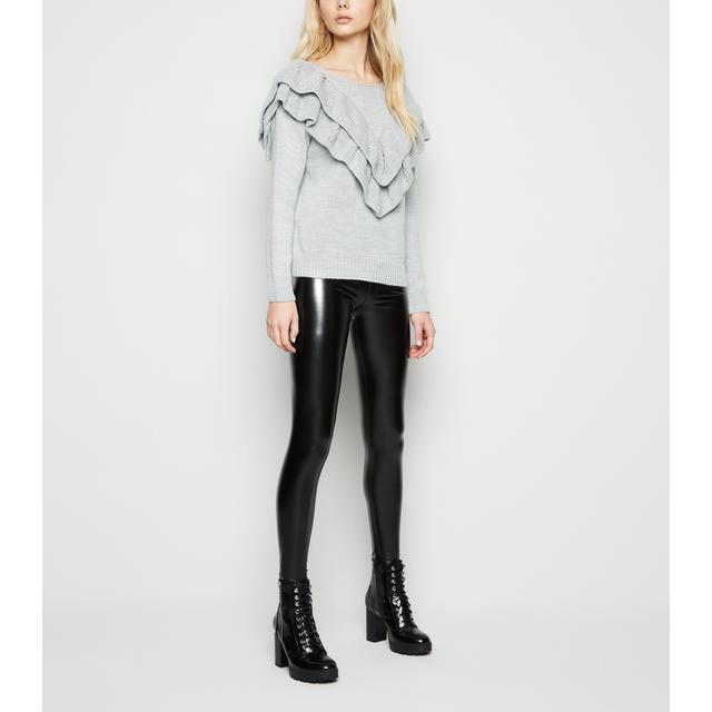 Cameo Rose Black Leather-look Leggings New Look from NEW LOOK on