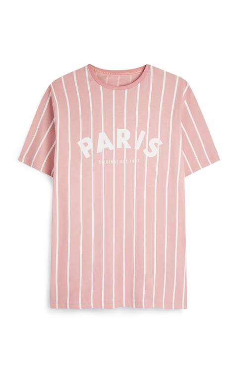 Rosafarbenes T Shirt Mit Aufdruck Paris From Primark On 21 Buttons