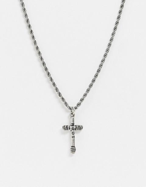 Icon Brand Neckchain In Silver With Cross Pendant