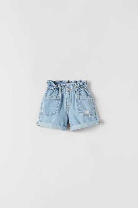 Ripped Denim Bermuda Shorts