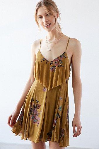 Ecote Mustard Seed Yellow Floral Mini Dress