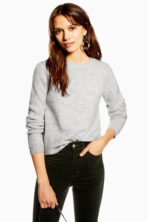 Womens Super Soft Ribbed Jumper - Grey, Grey