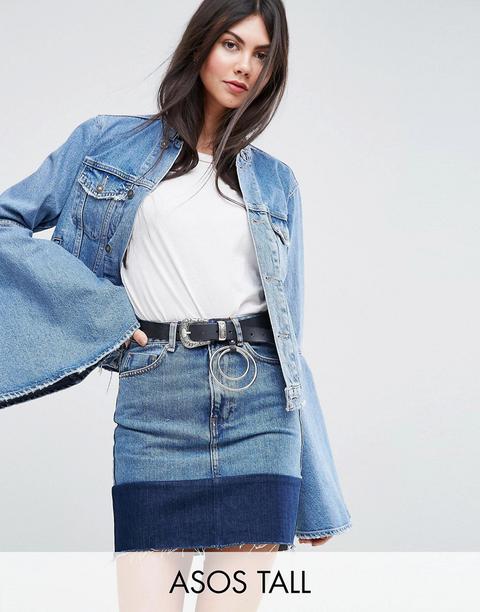 Asos Tall Denim Jacket With Rips And Fluted Sleeve