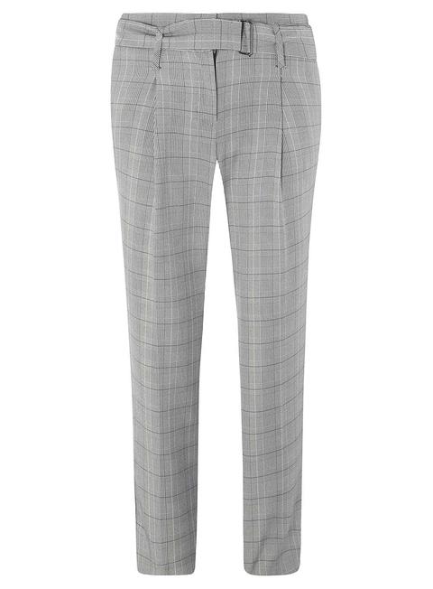 Check Belted Tapered Trousers