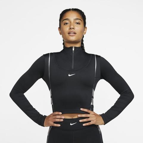 Nike Pro Hyperwarm Camiseta De Manga Larga Con Media Cremallera - Mujer - Negro
