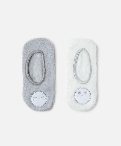 2 Calcetínes Footie Fluffy Color: Gris Talla: M Material: Poliester,