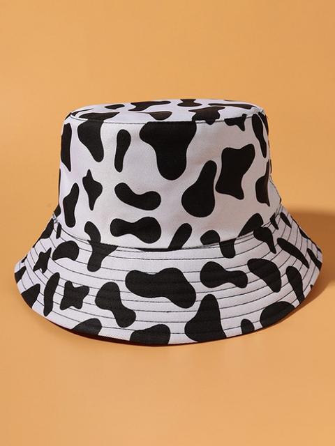 Cow Pattern Reversible Bucket Hat White