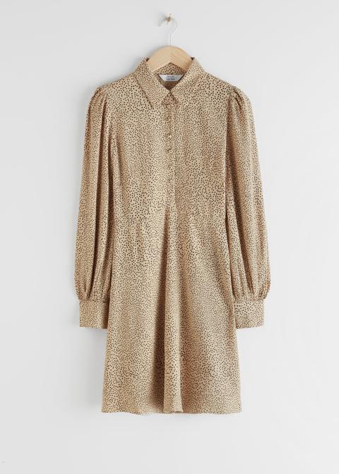 Mini Shirt Dress - Beige