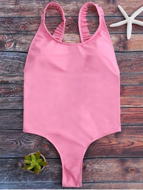 Bañador De Thong Con Espalda Cruzada Con Volantes