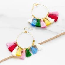 Pendientes Con Borlas De Colores