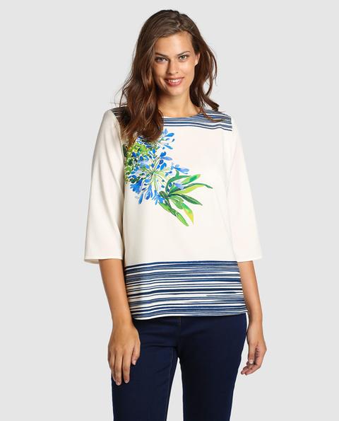 Antea Plus - Blusa De Mujer Talla Grande Rayas Y Flores from Corte Ingles on Buttons
