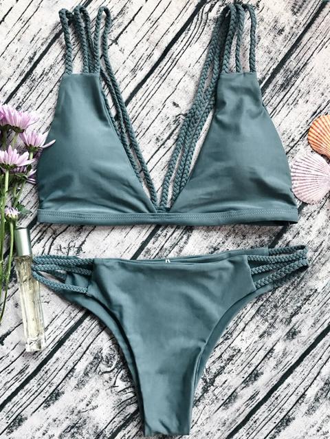 Bikini Bralette Con Lacci A Taglio Basso Burgundy Black Pink Green Army Green