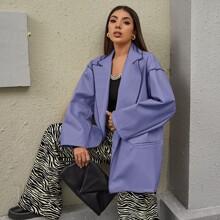 Blazer Amplio Pu Con Botón