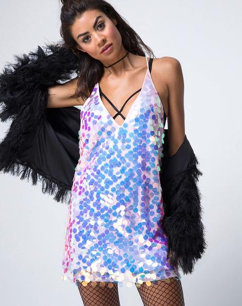 Finn Slip Dress In Unicorn Disc Sequin