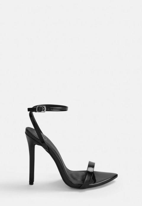 Black Patent Pointed Toe Barely There Heels, Black