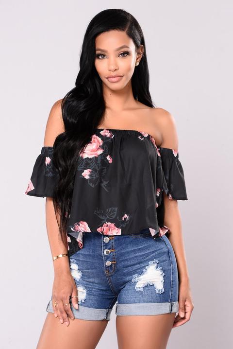 Claudia Floral Top - Black/floral