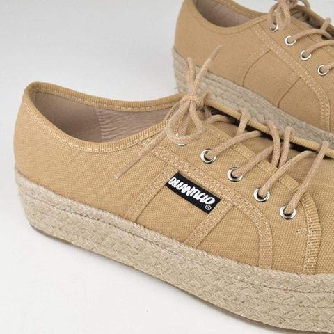 Destiny - Lace Espadrille Platform In Beige
