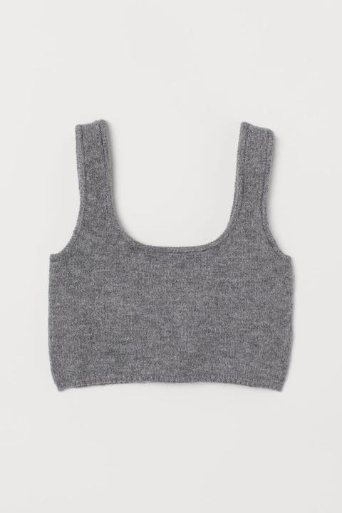 Top Cropped En Punto - Gris