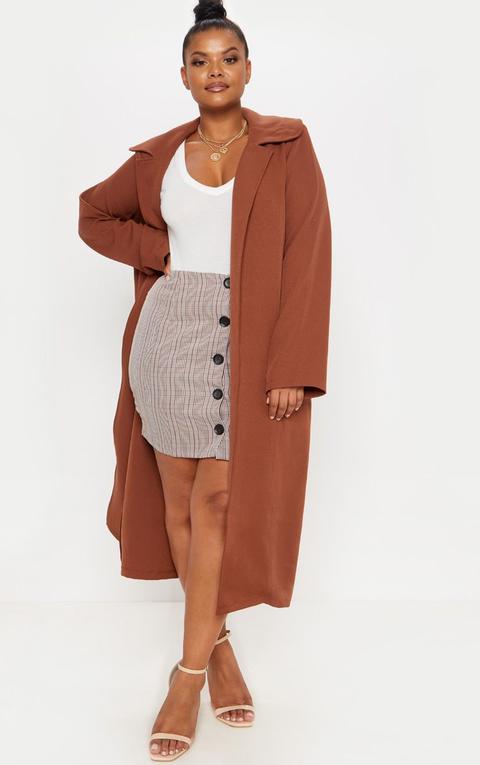 Plus Chocolate Brown Longline Duster Coat