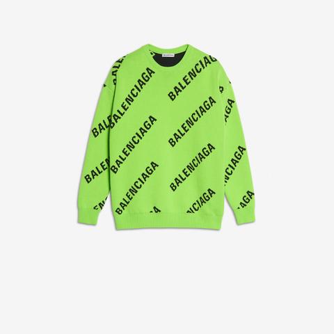 Pullover Girocollo Con Logo Allover