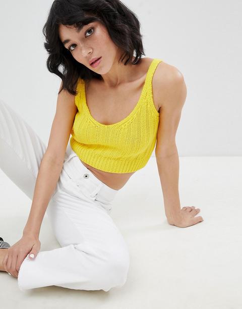 Asos Design - Brassière In Maglia A Coste - Giallo