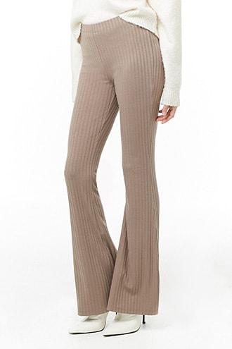 Forever 21 Ribbed Knit Flare Pants , Cocoa from Forever 21 on 21