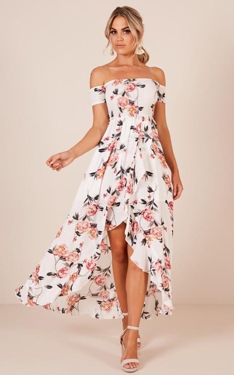 Heart Breaker Maxi Dress In White Floral