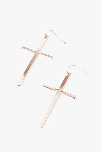 Forever 21 Cross Drop Earrings , Silver