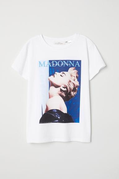 H & M - Camiseta Con Motivo - Blanco
