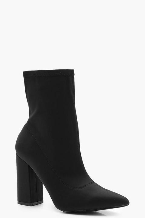 Wide Fit Block Heel Sock Boots