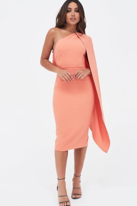 cape one shoulder dress