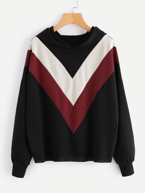 Sudadera Color Block En Tres Tonos