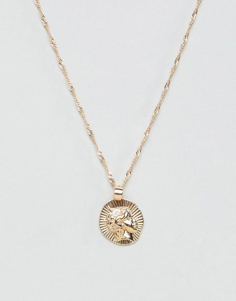 Asos Design - Collana Dorata Con Medaglione Stile Romano - Oro