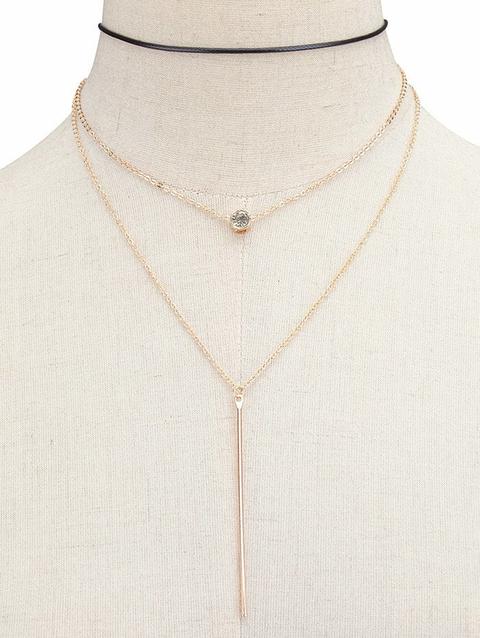 Layered Bar Collana Strass