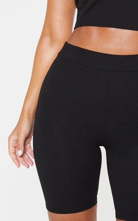 Petite Black Stretch Crepe Cycling Shorts