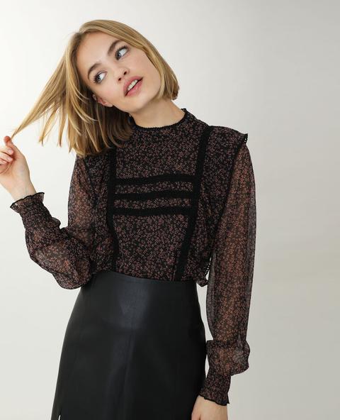 Blusa Encaje Y Volantes