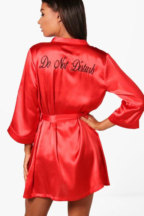 Taylor 'do Not Disturb' Slogan Satin Robe