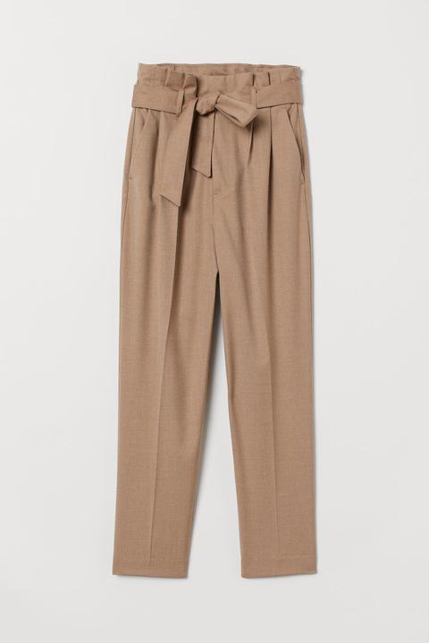 Pantalon Paper Bag - Beige