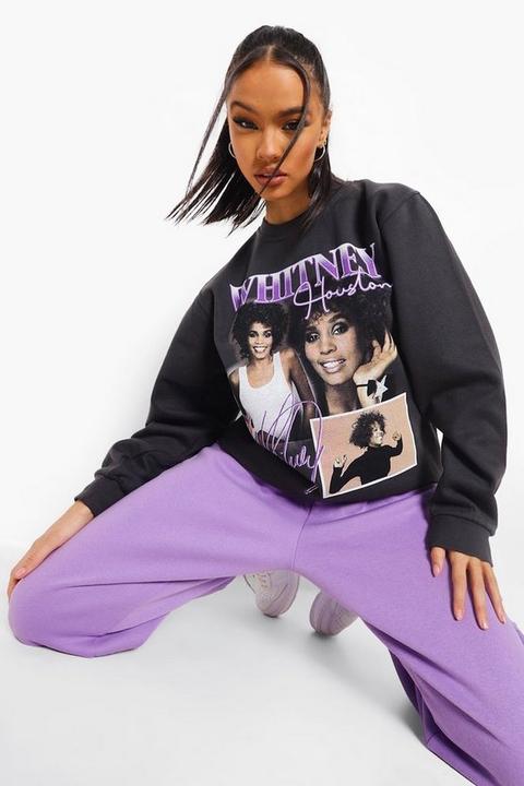 Sudadera Con Estampado Licenciado De Whitney Houston, Negro