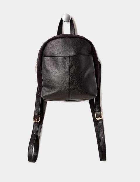 Small Black Mixed Fabric Backpack