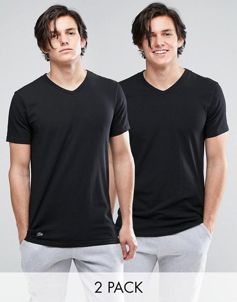 Pack De 2 Camisetas Negras De Corte Slim Con Cuello En V De Lacoste