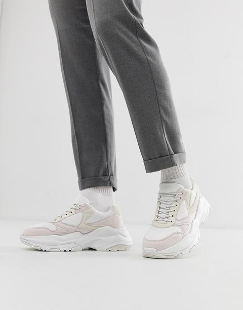 Zapatillas De Deporte Blancas De Malla Con Suela Gruesa De Asos Design-blanco